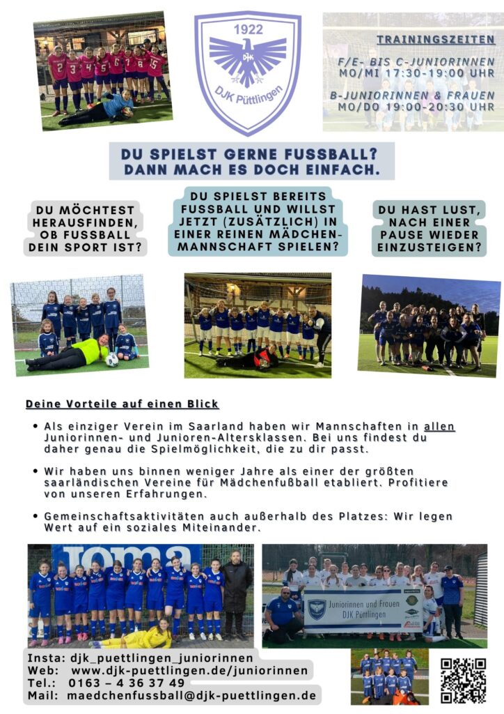 Flyer Mädchenfußball Infos DJK Püttlingen
